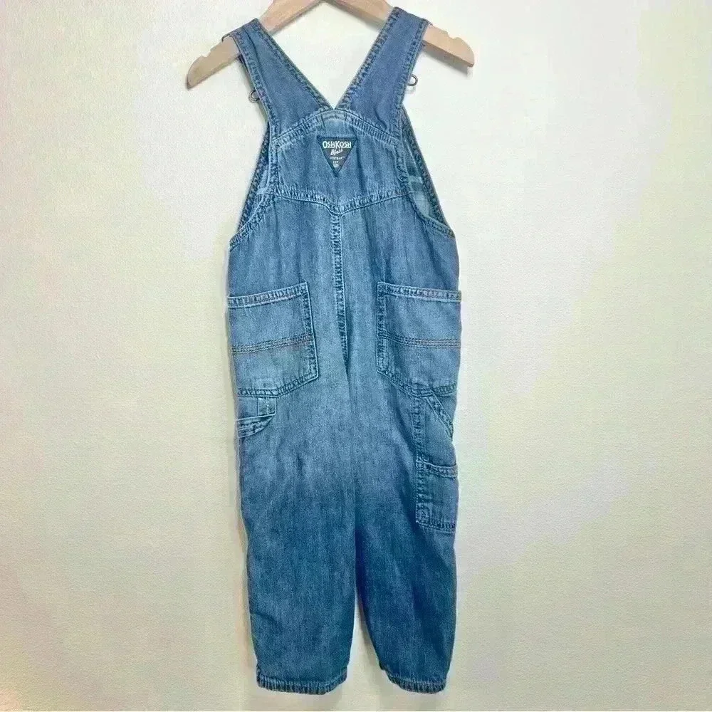 Osh Kosh B’Gosh | Toddler Plaid Flannel Lined Denim Overalls | Size 2T